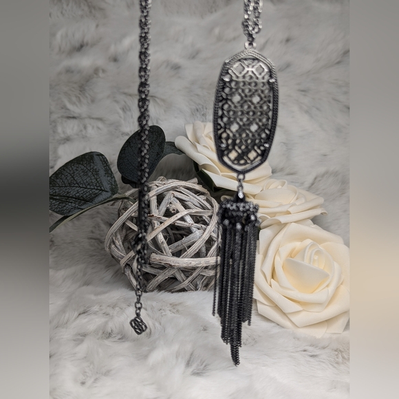 Kendra Scott Rayne Necklace with Tassel in Black - Picture 2 of 4